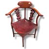 Image 1 : Chinese Corner Chair with Carved Floral Back Struts