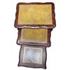 Image 3 : Antique 3 Piece Nesting Table Set with Leather Insert Tops - Largest Table 16" x 22" x 22" tall