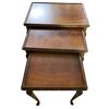 Image 2 : Vintage 3 Piece Nesting Table Set with Carved Edges - Largest table is 16" x 22" x 22" tall