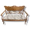 Image 1 : Antique Hardwood Settee with Inlaid Flower & Ribbon Design - Needs repair near left arm