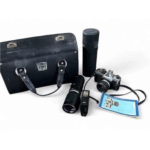 Vintage Mamiya/Sekor Auto XTL Camera Set - Includes camera, flash, telephoto lens, carrying case, et