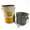 Image 1 : 2 Pc - Vintage Shell Metal Bucket & Galvenized "SMP" Well Bucket