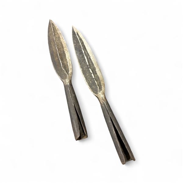 2 Pc - Vintage Authentic African Elephant Spearheads - Circa 1950's
