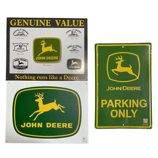 3 Pc - Officially licensed John Deere metal signs - 12x18" / 12x16" / 12.5x16"