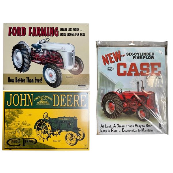 3 Pc - Officially licensed John Deere metal signs - 12x18" / 12x16" / 12.5x16"