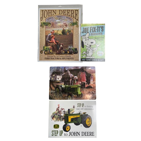 4 Pc - Officially licensed John Deere metal signs -  12.5x16" / 11x16"