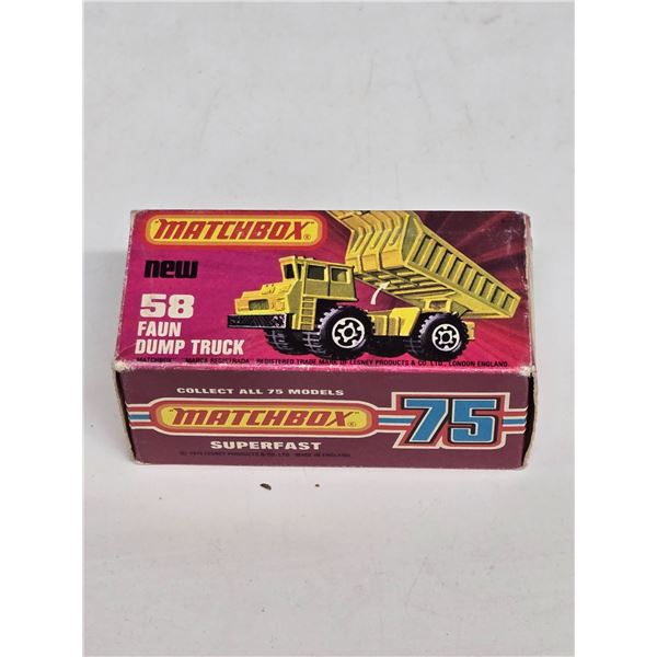 Matchbox No. 58 Faun dump truck die cast New in Box