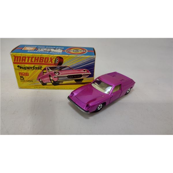 Matchbox Superfast No.5 Lotus Europa Pink with Wide Wheels in Box