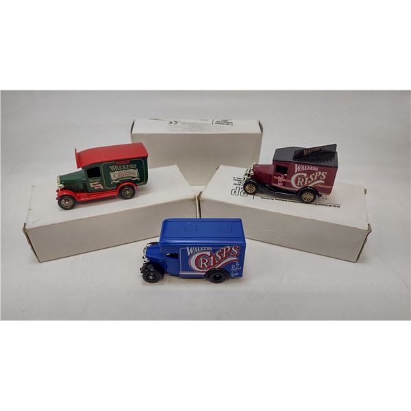 Set of 3 collectable Die Cast walkers potato crisps vans in Box