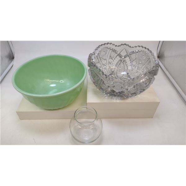 3 Assorted Glass Bowls