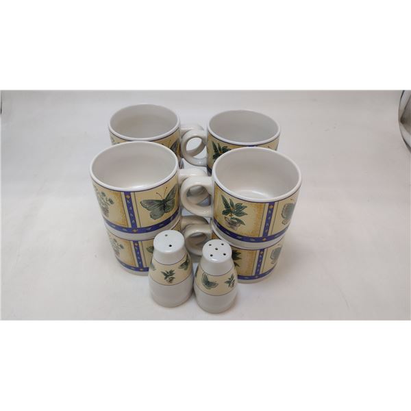 Set of Foral and Butterfly Motif Designed Stoneware