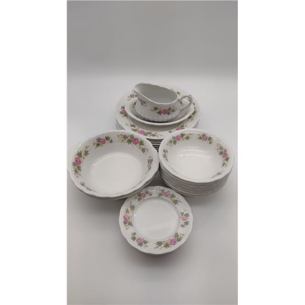 Pink Rose Motif Dinner Set