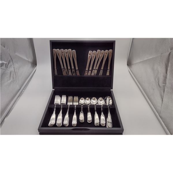 Black Wooden Box of Full set Silverware