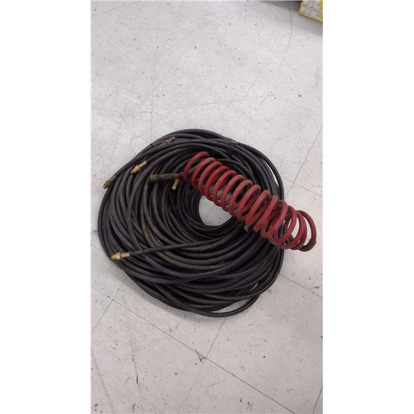 3 Propane 50' Hoses and One Red Air Hose.