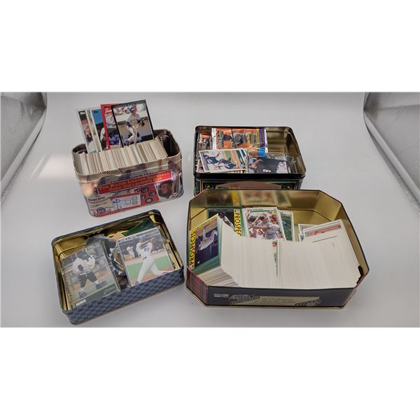 4 tins of Baseball Trading Cards