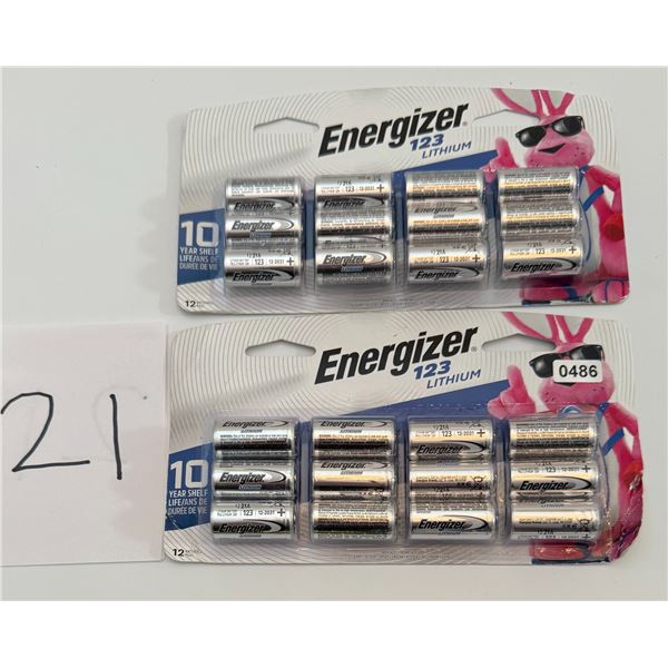 24 - Energizer 123 Lithium Batteries