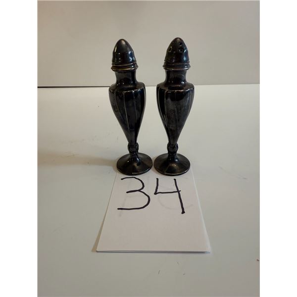 Antique Collectible Art Deco Heavy Metal Lead Viking Salt and Pepper Shaker