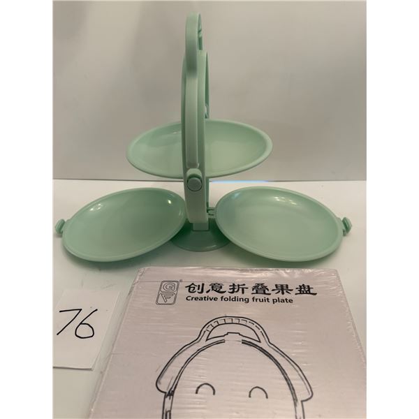 Creative Folding Fruit Plate - light green (once opened has 3 plates) new