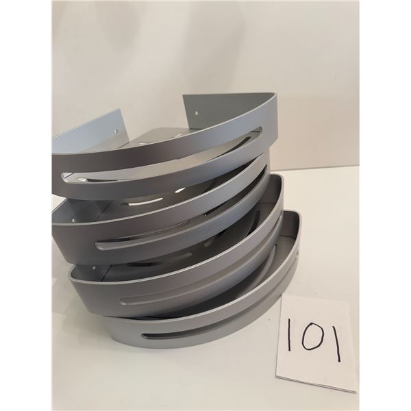 4 units stack of corner shower caddie made of materials is aluminum, holes to prevent water buildup