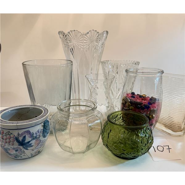 8 pc Sculpture Vase Glass Decoration, Art Glass Vase, Crystal flower Vase/ and misc..