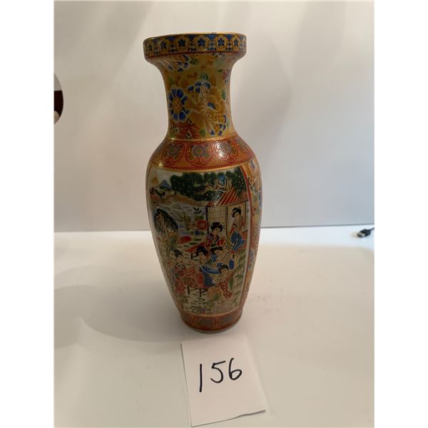 1 New Japanese Hand Painted Porcelain Vase in the Satsuma style  14 inches tall