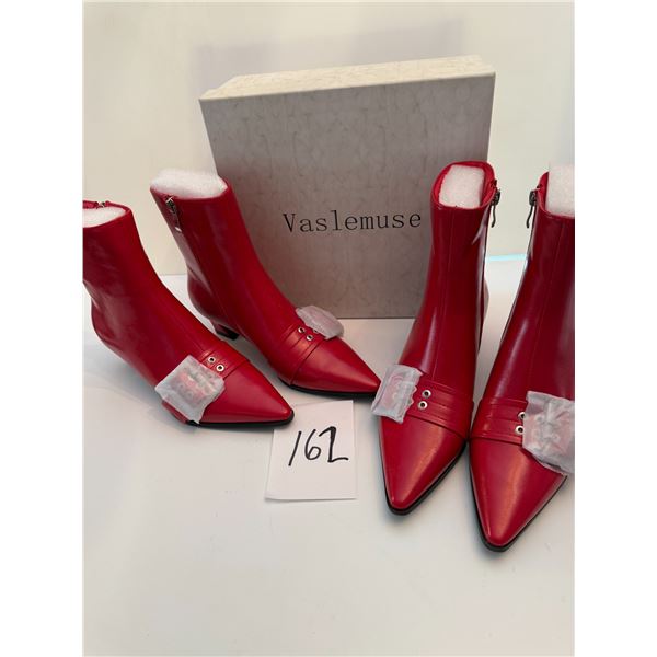 New 2 pairs Vaslemuse Red Booties Woman Size 6  retails $120 each