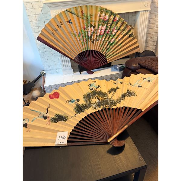 2 - Gigantic Large Vintage Chine Classical Wall Mount Paper Folding fans for Living room 70inch wide