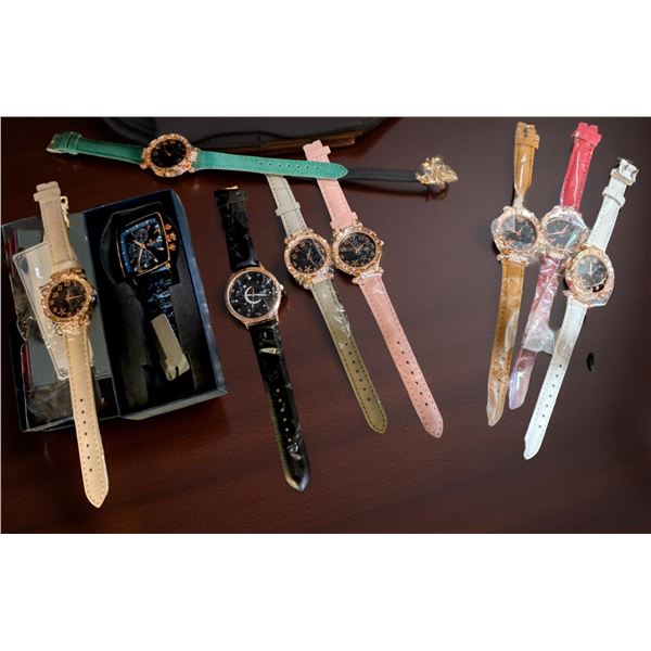 Box full of assorted new jewellery, wrist watches etc