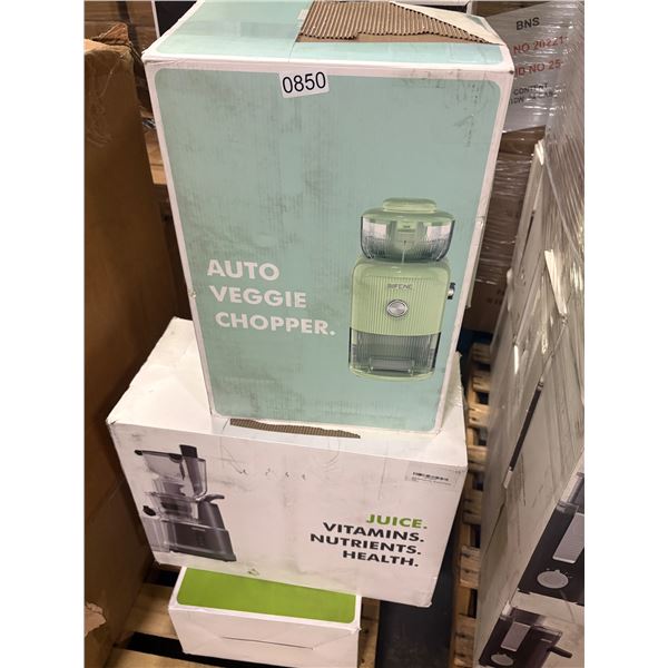 Large lot of assorted appliances/juicers/ auto veggie choppers, toaster oven, etc