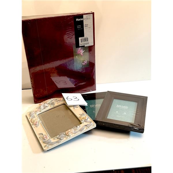 Homestyle jumbo picture album 360 pockets with 2 black frames + decorative frame