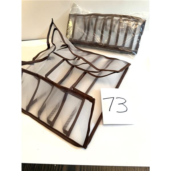 Brown mesh foldable drawer organizer - 6 slots - (example: could be used for shoes, clothes) x 2 - n