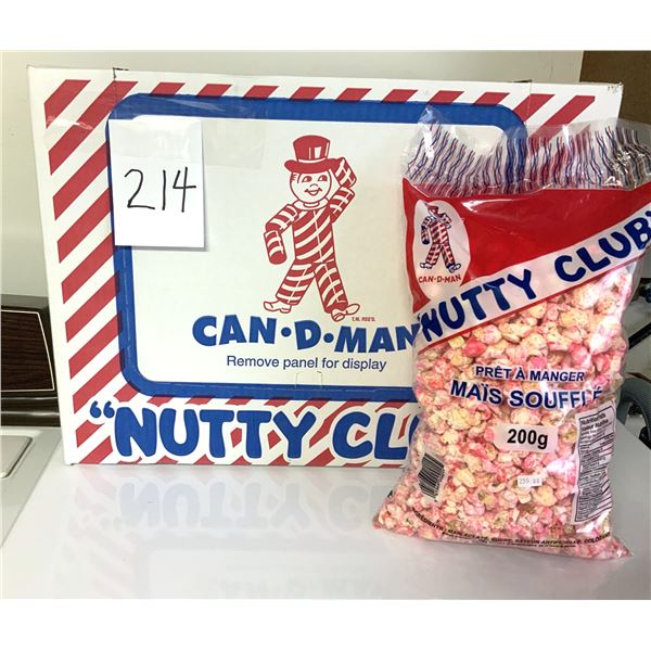 Can-D-Man  box of 7 bags Nutty- Clubready to eat sweet,pink candy coated popcorn  200g bag