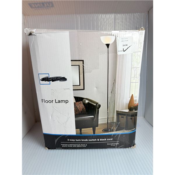 Mainstays 71in 3-way turn knob switch & black cord floor lamp