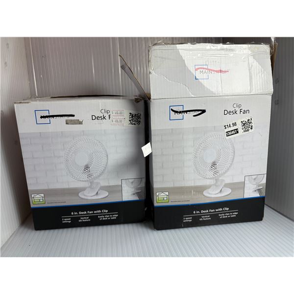 2pc Mainstays clip desk fans (working)