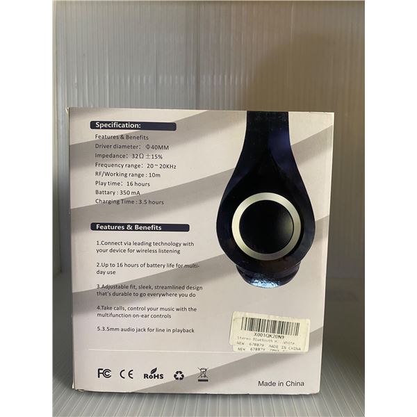 Elegant white Bluetooth headphones foldable