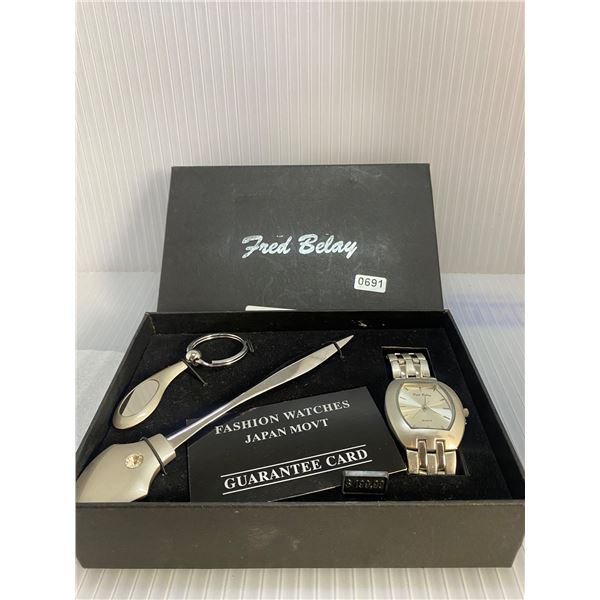 Fred Belay Japan Movement wrist watch set with case