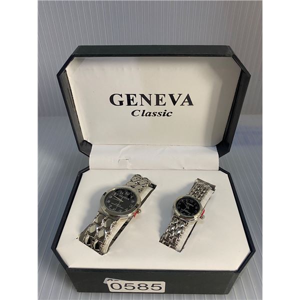 Geneva Classic water-resistant wrist watches set with case