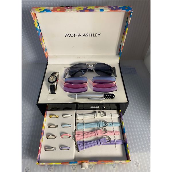 Mona Ashley wrist watches and sunglasses gift set