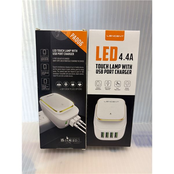 2pc new Lencent LED 4.4A touch lamp with USB port charger