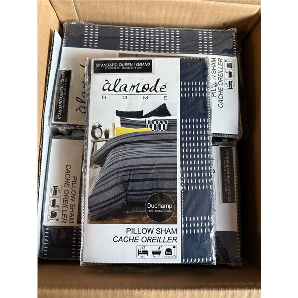 Box full of Alamode Home standard queen 21in x 28in pillow sham covers