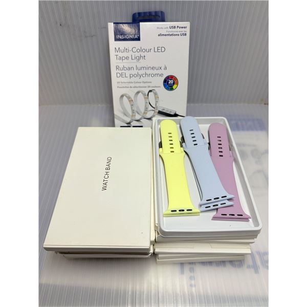 10 pc new Apple watch bands & multi color led tape light