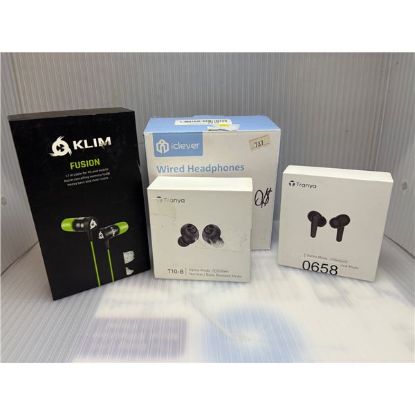 Group of assorted earphones