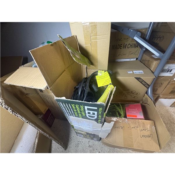 Large group of assorted group of lights & Christmas decor