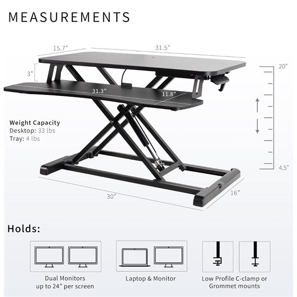 VIVO 36 inch Desk Converter, K Series, Height Adjustable Sit to Stand Riser, Dual Monitor and Laptop