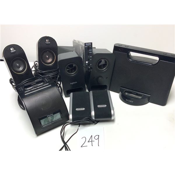 Logitech Speaker Systems: desktop multimedia speakers (e.g., Logitech Z313 or S-150), Logitech Wirel