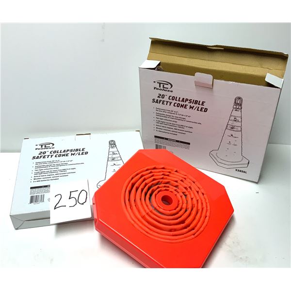 2 New TC tooluuxe 20" Collapsible safety Cone, Traffic Cone Hard Wearing 30x19x19cm For Construction