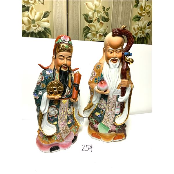 Rare statues: Shou Xing (Chinese God of Longevity) 20 inch tall, and Lu Xing (Fu Lu Shou God of Pros