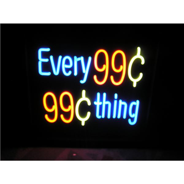 Everything 99 cents neon box sign