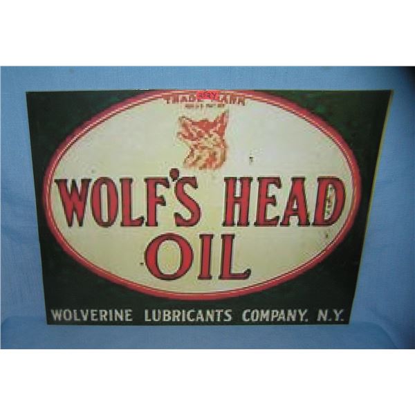 Wolf's Head oil retro style advertising sign