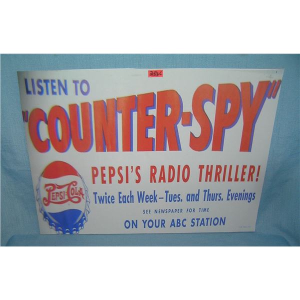 Pepsi Cola radio thriller show retro style advertising sign